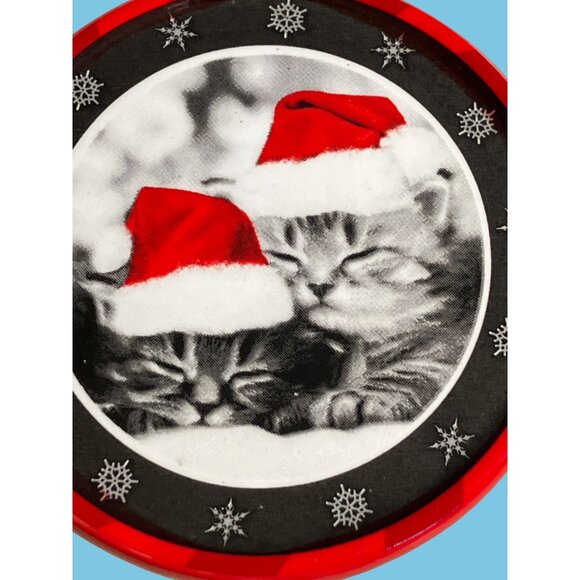 Keith Kimberlin Christmas Ornament W/ Kittens In Santa Hats Red & Black Decor - Picture 4 of 7